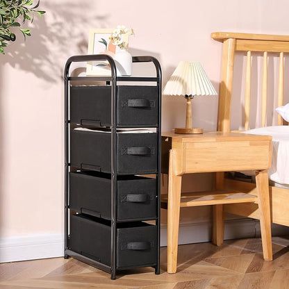 MAX Houser 4 Drawer Narrow Dresser Fabric Storage Tower Vertical Slim Storage