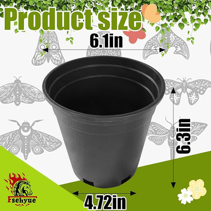 1 Gallon Nursery Pots Plastic Container Injection Molded Pot for Plants Flexible with Drainage Holes Suitable for Plants Soil Growers or Hydroponics Black 10 Pcs