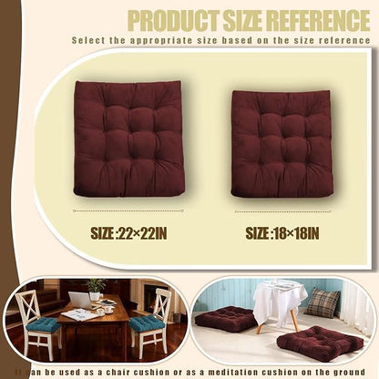 18x18in Floor Pillows Set Square Chair Cushion Pad for Sitting Tufted Corduroy Seat Cushions for Living Room Balconies Office Yellow