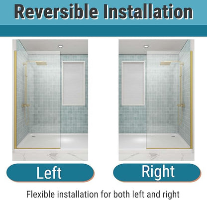 Sunrosa 32"×76" Shower Glass Panel, 8mm Thick Shower Screen, Brushed Gold