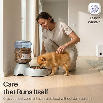 Flexzion Automatic Pet Feeder & Waterer Set of 2 Pack, Self Feeding Replenish Dog Cat Bowls, Gravity Food & Water Storage Container Fountain Jug Pet Supplies Plastic Skid Proof Rubber Feet (1 Gallon) | Self-Replenishing Dry Food Station with Non-Skid F...