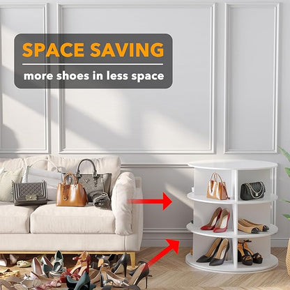 SpaceAid 3 Tier Rotating Shoe Rack Tower, Spinning Shoe Display Lazy Susan