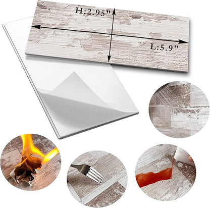 AULIGET 100 Piece Peel and Stick Backsplash PVC Tile, 3 Inch x 6 Inch Brown