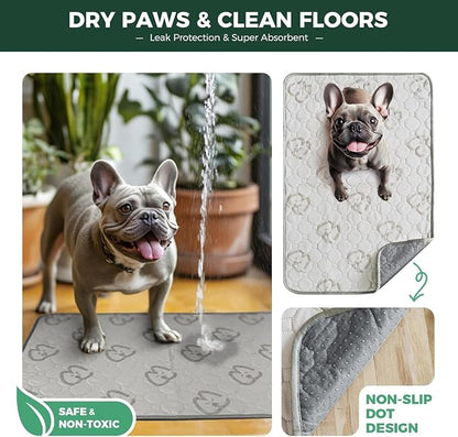 FXW Washable Pee Pads for Dogs, Super Absorbent, 35" Square, 4 Packs | Machine washable, Non-slip backing