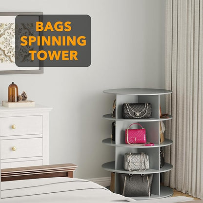 SpaceAid 4 Tier Rotating Shoe Rack Tower, Spinning Shoe Display Lazy Susan