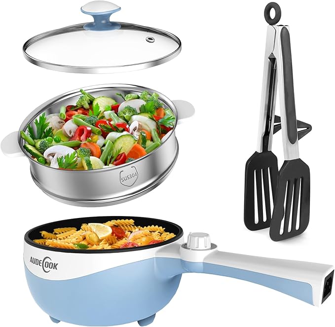Audecook Hot Pot Electric, 1.7L Mini Electric Skillet Portable Nonstick Sauté