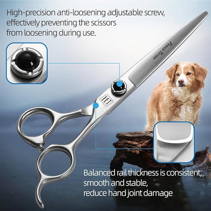 Dog Grooming Scissors: 7 inch Pet Shears Made Of Japanese 9CR Advanced Stainless Steel Professional Grooming Scissors for Dogs Cats and Other Pets
