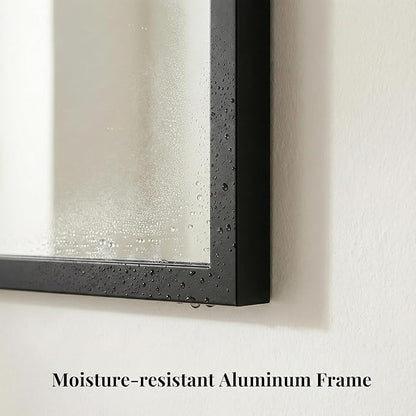 30"x36" Black Bathroom Mirror, Matte Metal Framed Vanity Mirror
