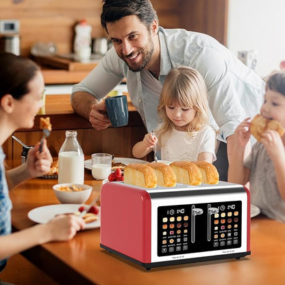 4 Slice Toaster Touch Screen, Stainless Steel Toasters Digital Timer, Dual