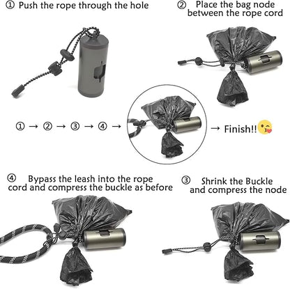 Metal Dog Poop Bag Holder Aluminum Dispenser for Leashes, Hiking & Travel, Lightweight Scratch-Resistant with 3 Attachments and 195 Bags (Olive Green, 1 Holder 15 Bags)