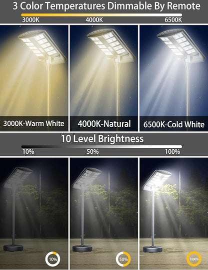 JAYNLT 8500W Solar Street Lights Outdoor with 78" Tall Pole, 3000K/4000K/6500K 500000LM Solar Floor Lamps Dusk to Dawn, IP68 Waterproof Outdoor Pole Lights with Motion Sensor for Yard, Patio