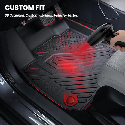 LASFIT Floor Mats & Trunk Mat for 11th Gen Honda Civic 2026 2025 2024 2023 2022 Sedan (Fits Rear Seats with or Without USB Ports), All Weather TPE Car Floor Liners,1st & 2nd Row & Trunk Liner