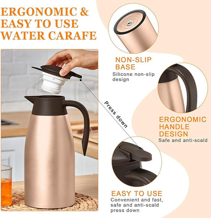 Norme 2 Pcs Thermal Coffee Carafe Insulated Stainless Steel Coffee Carafe