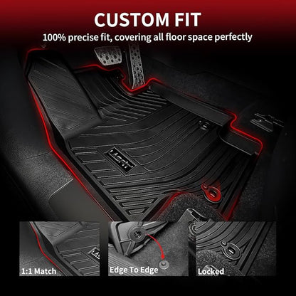LASFIT Floor Mats for Toyota Highlander 2020-2025 2026 8-seat (Not for Hybrid) All Weather TPE Custom fit Floor Liner for Highlander car mats, Front and Rear 2 Row Mats.