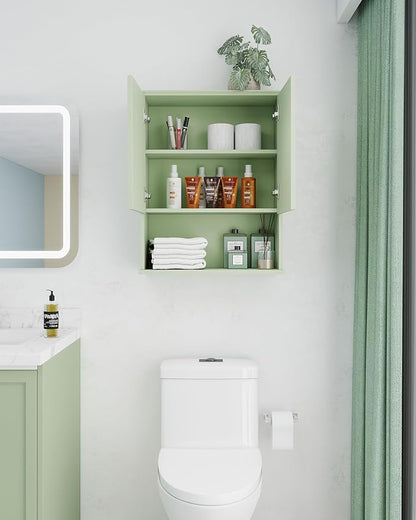 Bathroom Cabinet Wall Mount Buffering Hinge, Large Space Wooden Medicine Cabinet