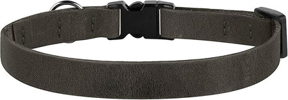Breakaway Cat Collar Leather with Removable Bell - 13 Colors Available - Soft Adjustable Girl Boy Safety Lightweight Pet Kitten Collars Pink Brown Blue Green Red Orange Black (Graphite)