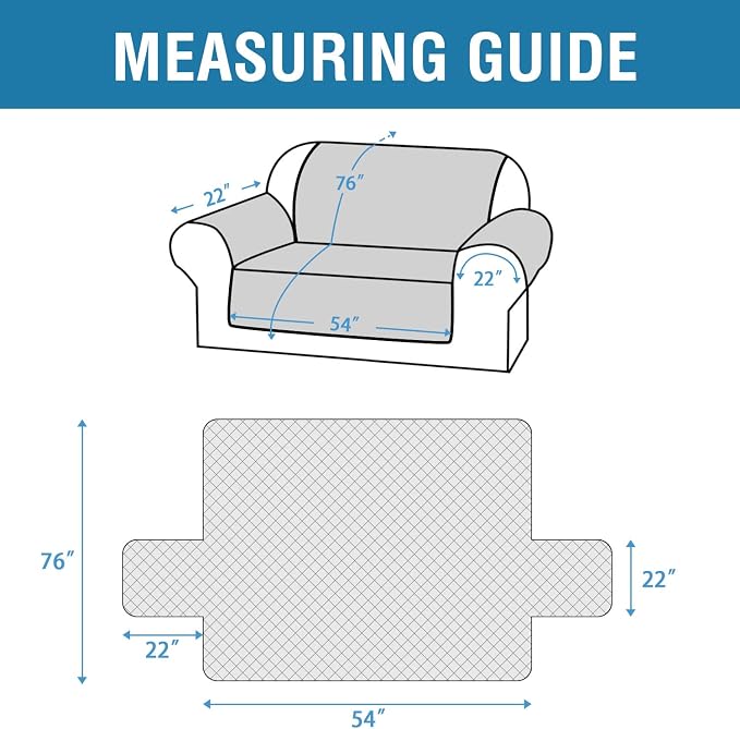 H.VERSAILTEX Loveseat Covers for 2 Cushion Couch Sofa Cover for Dogs 100% Waterproof Furniture Protector Cover with Elastic Straps for Pet Cat(Loveseat, Rocket Gray)