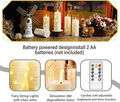 Flameless Candles with Embedded Star String, Suitable