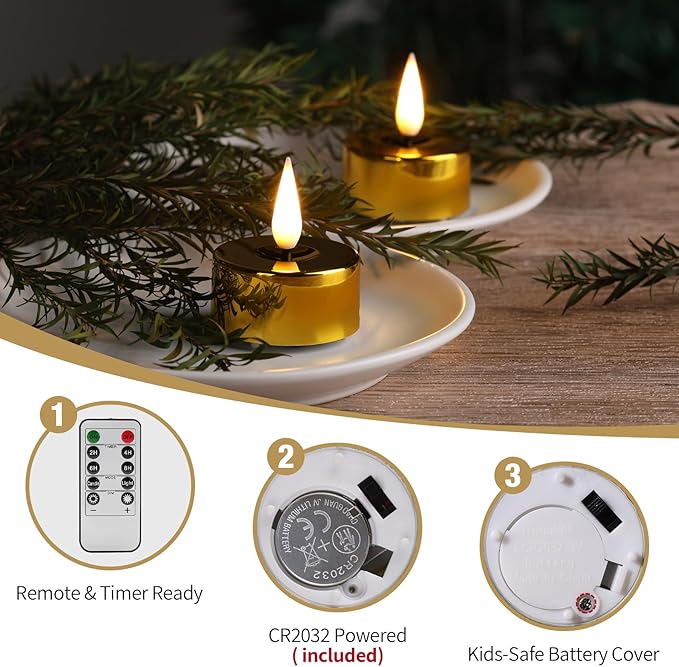 Eywamage Gold Christmas LED Tealights
