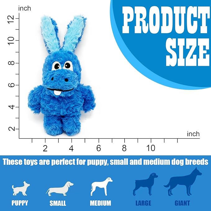 Squeaky Dog Toy Plush, Stuffed Crinkle Tug of War Dog Toy Keep Them Busy Pet Puppy Birthday Toy for Small Medium Large Dogs (Blue)