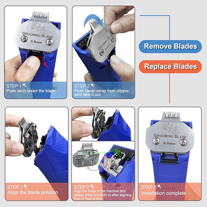 5/8 Wide Toe Pet Dog Grooming Detachable Blades,Compatible with Andis,Oster A5,Wahl KM10 Clippers,Cut Length 1/32-inch