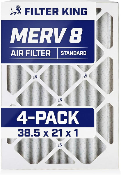 Filter King 38.5x21x1 Air Filter | 4-PACK | MERV 8 HVAC Pleated A/C Furnace