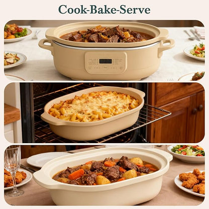MAGNIFIQUE 4 Quart Programmable Casserole Slow Cooker, 8-in-1 Multi Cooker