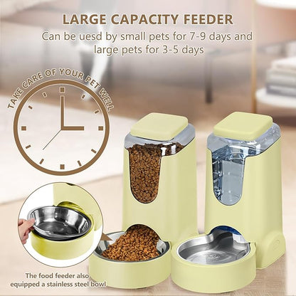 HWONMTE Portable Automatic Cat Feeder and Water Dispenser
