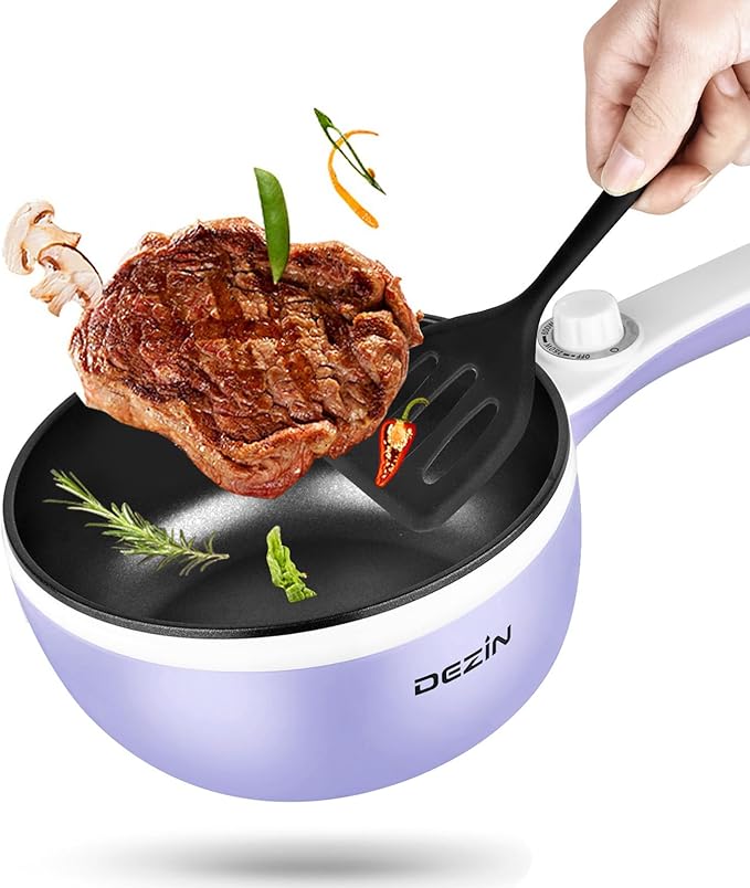 Dezin Hot Pot Electric Upgraded, Non-Stick Sauté Pan, Rapid Noodles Electric Pot