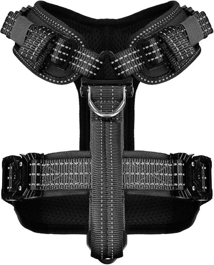 ICEFANG Dog Halter Harness with Metal Buckles,Dog Strap Vest for Small Dogs | Control Handle,Summer-Cooling,Reflective,Front Hook,Adjustable,Soft Padded,No Pull,Black,Small