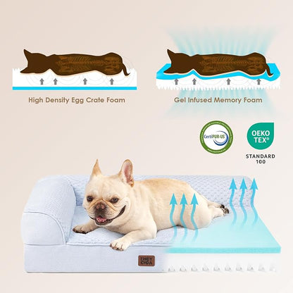 EHEYCIGA Memory Foam Dog Bed for Crate, L Plus Orthopedic Dog Bed, Washblue | Washable Removable Cover, Waterproof Flat Pet Sofa Couch with Nonskid Bottom, 41x27x6.5