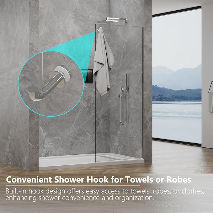 Shower Screen, 3/8" Tempered Glass, Shower Wall Panels, Fix Shower Glass Screen