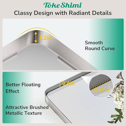 TokeShimi 16x20 Brushed Nickel Bathroom Mirror, Vanity Mirror Bathroom Wall