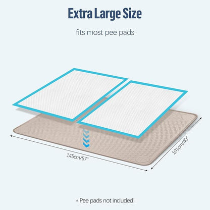 Pee Pad Holder for Dogs 57''x40'' Silicone Puppy Pee Pad Tray, Khaki | Extra Large Dog Potty Tray Leak-Proof, High Edge, No Spill Training Pads for Floor Protection, No Pee Pads