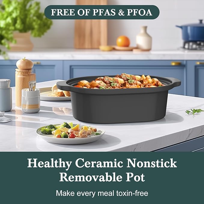 MAGNIFIQUE 6 Quart Programmable Slow Cooker Removable Healthy Nonstick Pot