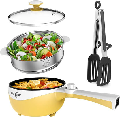 Audecook Hot Pot Electric, 1.7L Mini Electric Skillet Portable Nonstick Sauté