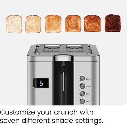 Chefman 2-Slice Digital Toaster, Stainless Steel, Extra-Wide Slots