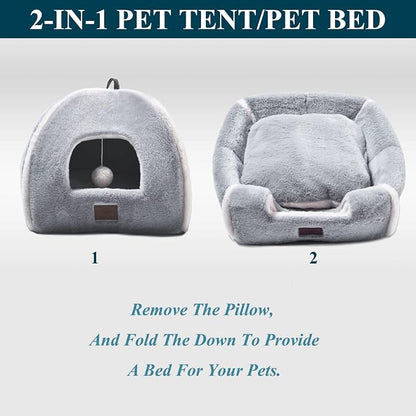 Cat Bed for Indoor Cats - Cat Cave Bed Cat House Cat Tent with Removable Washable Cushioned Pillow, Soft and Self Warming Kitten beds,Cat Beds & Furniture,for Small and Medium Pet Bed.