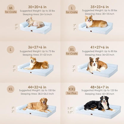 EHEYCIGA Memory Foam Dog Bed for Crate, Large Orthopedic Dog Bed, Washblue | Washable Removable Cover, Waterproof Flat Pet Sofa Couch with Nonskid Bottom, 36x27x6