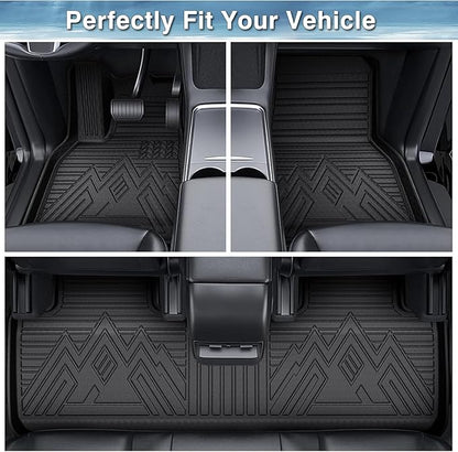 Mixsuper Floor Mats & Cargo Liner for Kia Telluride 2020-2025 7&8 Seats,All Weather TPE Floor Liner Trunk Cargo mat with Backrest Protectors,Full Set Car Mats for Telluride Accessories,Black