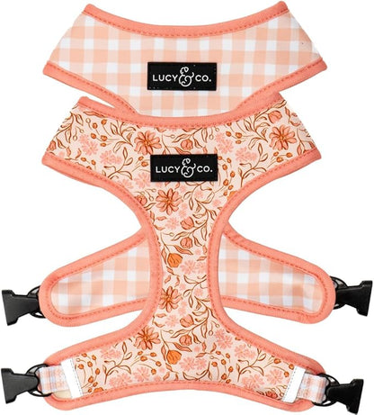 Lucy & Co. Reversible Dog Harness - Water-Repellent Neoprene, Dual-Print Design, Easy Swap Style, Adjustable Comfort Fit - Woodland Wildflowers Reversible Harness - X-Small