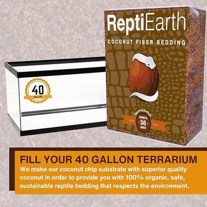 ReptiEarth Reptile Bedding, Fluffy Coconut Fiber Substrate 36 Quart Organic Coco Ready to Use for Bioactive Snake Terrarium, Lizard Tanks with Plants, for Frog, Tarantula or Hermit Crab Habitat