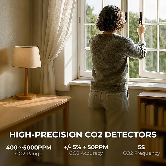 Air Quality Monitor Indoor 7" Display + Alerts, CO2 Monitor PM2.5 PM1.0 PM10