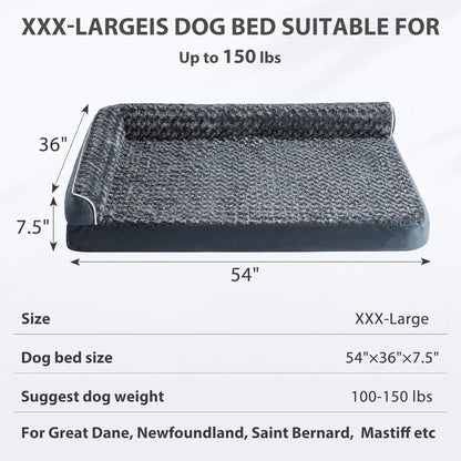 BFPETHOME Orthopedic Dog Beds for Large Dogs-Waterproof Sofa Dog Bed with Removable Washable Cover, Large Dog Bed with Waterproof Lining and Nonskid Bottom,Pet Bed for Large Dogs