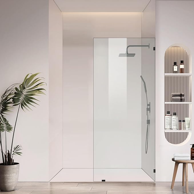 Bathroom Shower Door 12" W x 78.75" H, Frameless Fixed 3/8" Thick Clear