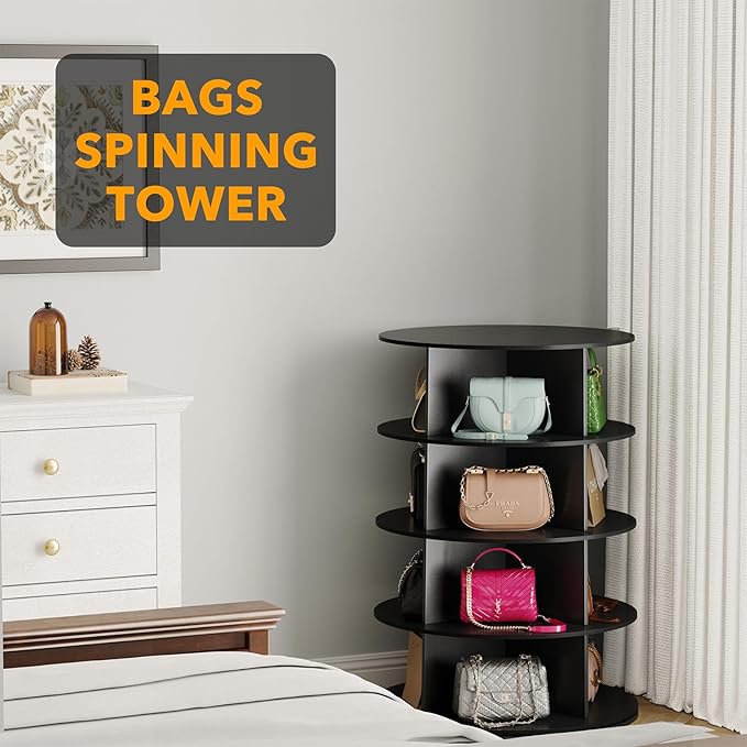 SpaceAid 4 Tier Rotating Shoe Rack Tower, Spinning Shoe Display Lazy Susan
