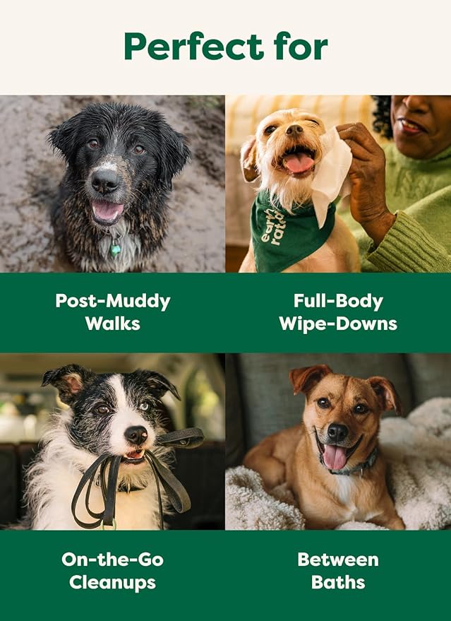 Earth Rated Pet Wipes for Dogs and Cats, Hypoallergenic, Cleaning and Hydrating
