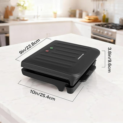 2-Serving Electric Grill and Panini Press, Tough Non-Stick Coating, Drip Tray