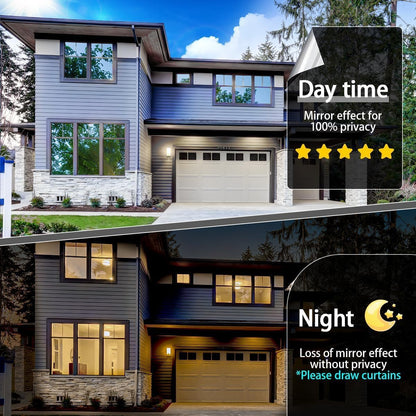 Niviy One Way Privacy Window Film See Out Not in 23.6 x 118 Inch Window Tint for Home Heat Blocking Anti UV Glass Door Mirror Reflective Window Film for Home Office, Silver