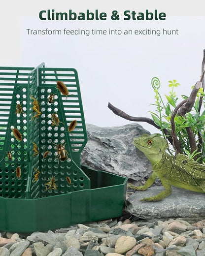 Pawfly Chameleon Feeding Bowl, Climbable Chameleon Feeder, Large Plastic Reptile Feeder Box, Bearded Dragon Food Container, Bug Bowl for Lizards, Geckos, and Frogs